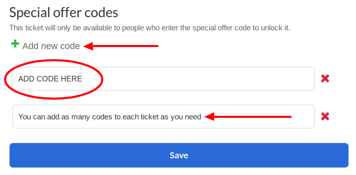 Ticket new hot sale offer codes